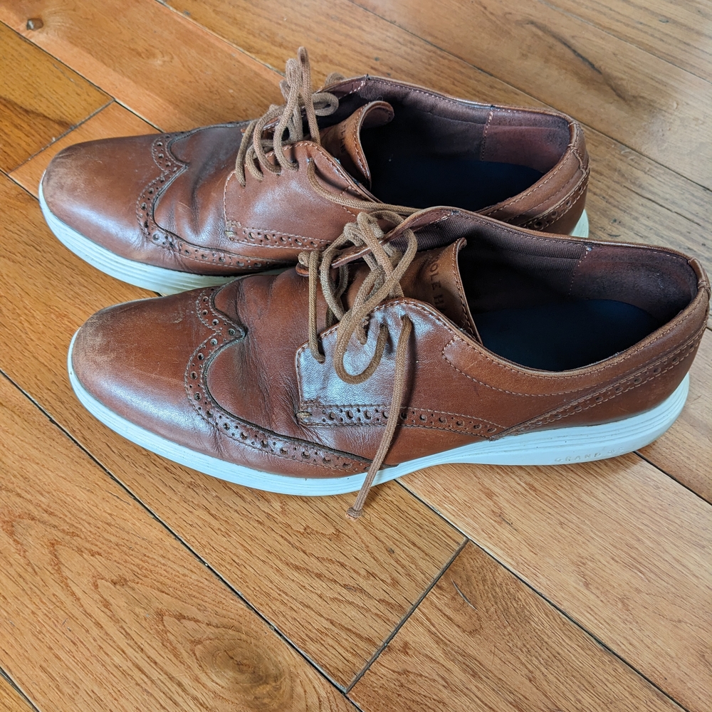 Cole Haan Brown Leather Oxfords with White Soles